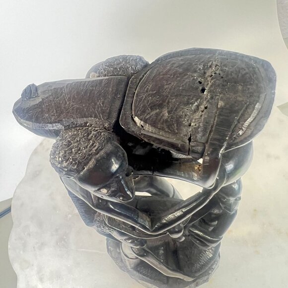 Hand-Carved Ebony Wood African Tree of Life Sculpture Tribal Art Natural Cracks - Picture 5 of 10